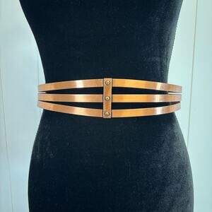 Vintage Renoir Signed Womens 50s‎ Art Deco Unique 3 Band Copper Belt Size S Chic